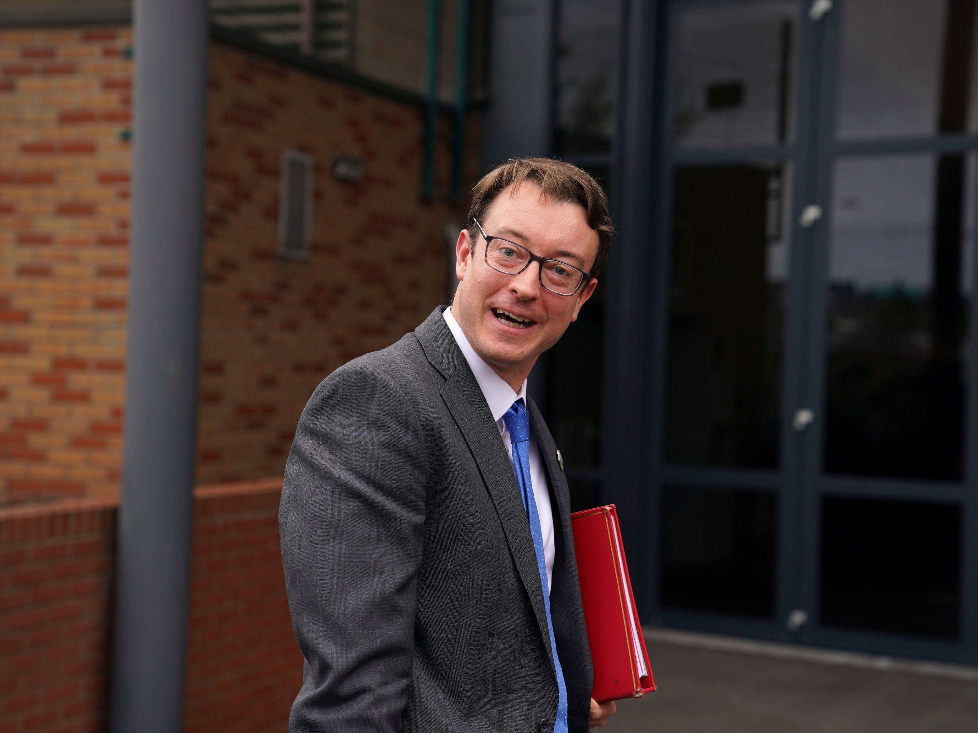 Chief Secretary to the Treasury Simon Clarke arrives for a regional cabinet meeting at Rolls Royce in Bristol