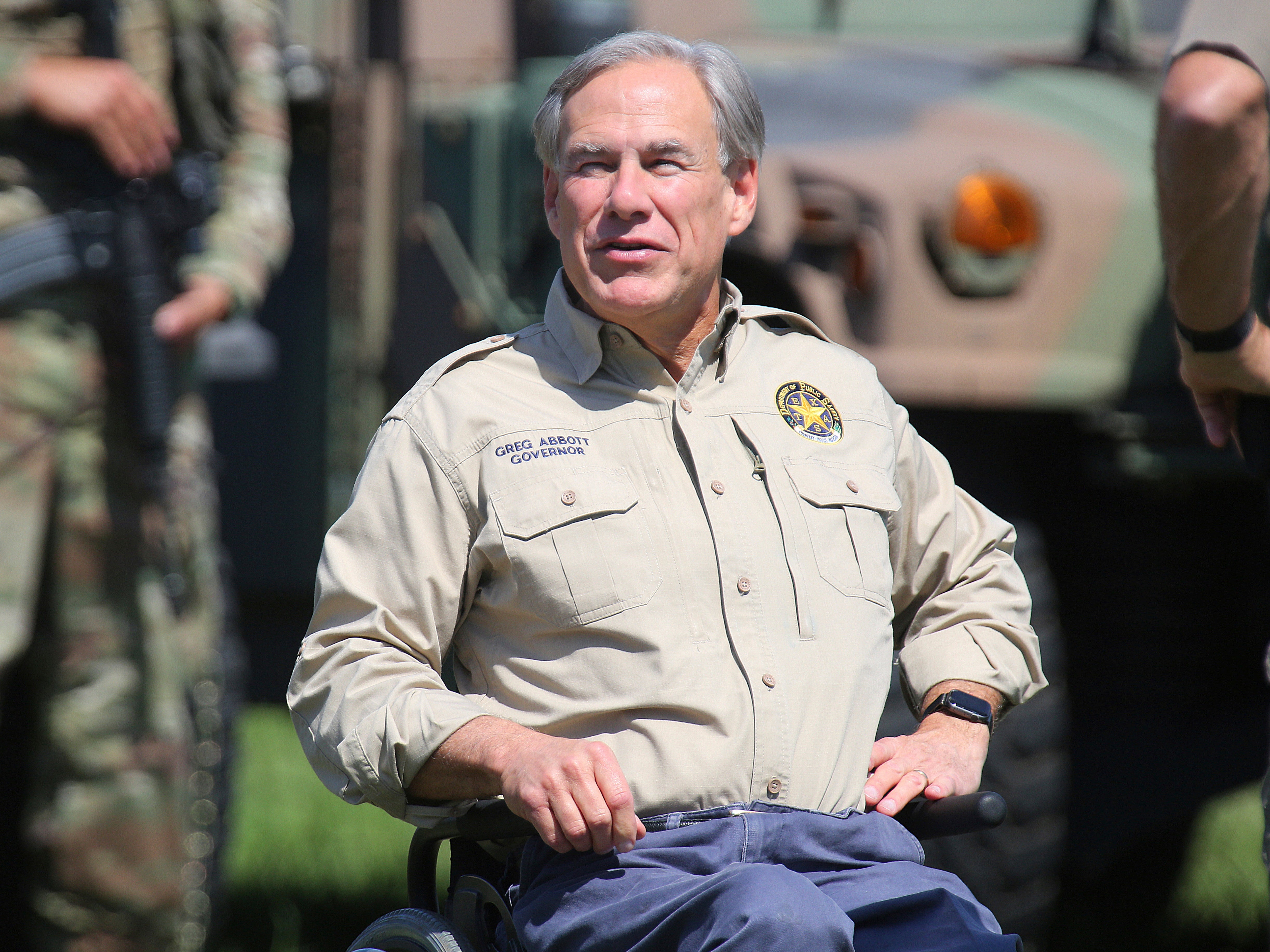 Texas Governor Greg Abbott visits Mission, on the US-Mexico border