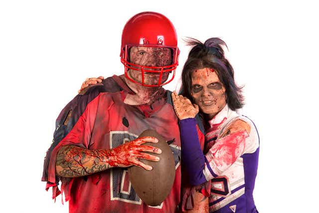 <p>‘Imagine my little five-year-old hearing a knock and eagerly opening the door on a dark Halloween night, feeling frightened when he finds a football player covered in blood’  </p>