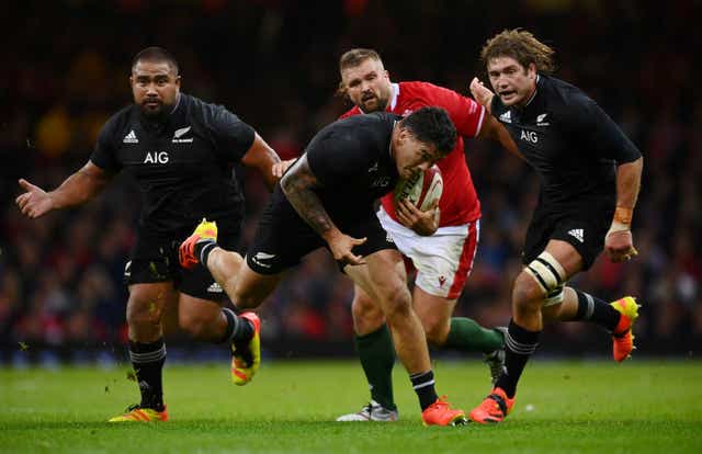 <p>Codie Taylor smashes through the Wales defence in the rout at the Principality Stadium </p>