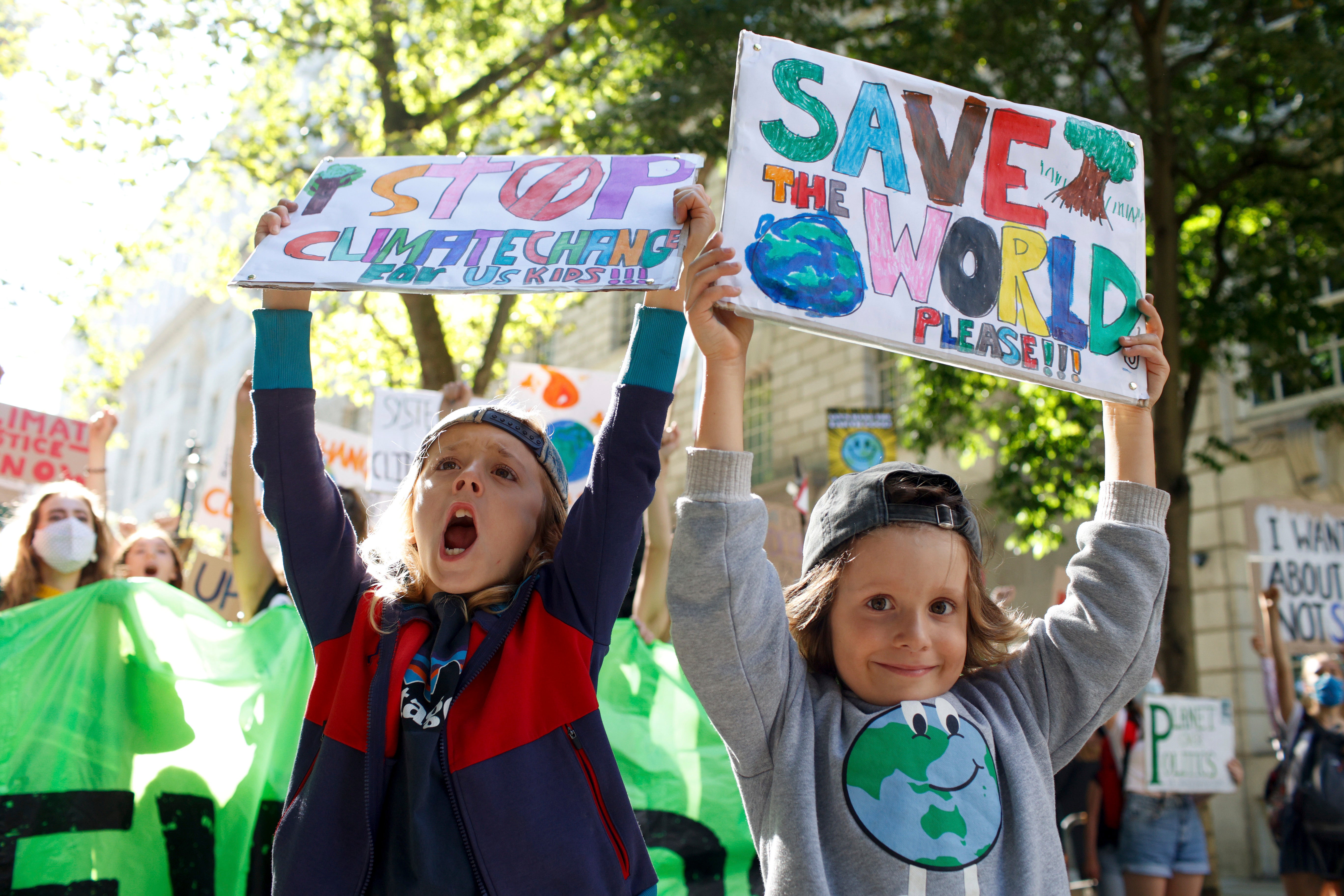 Child activists join a march through Westminster during a ‘climate strike’ demonstration