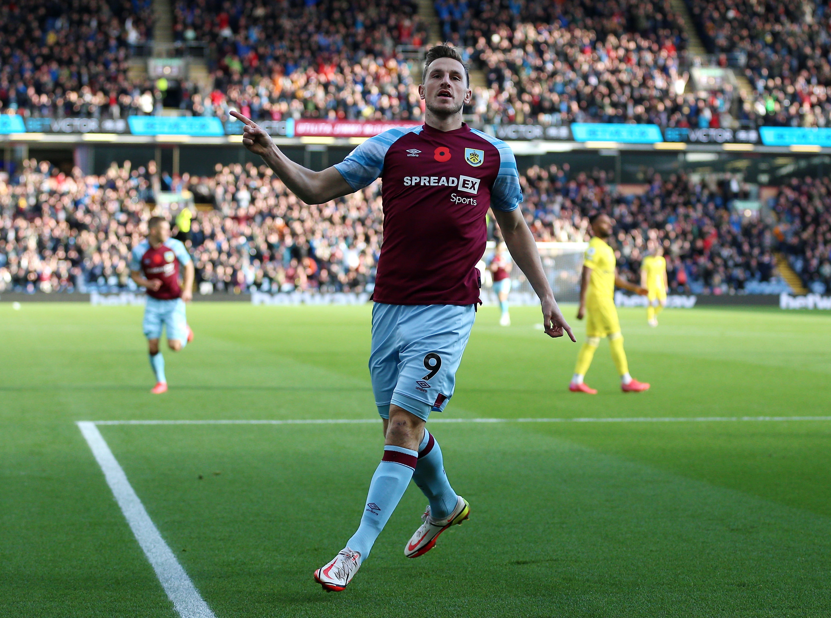 Chris Wood scored Burnley’s opener in the 3-1 win over Brentford (Nigel French/PA).