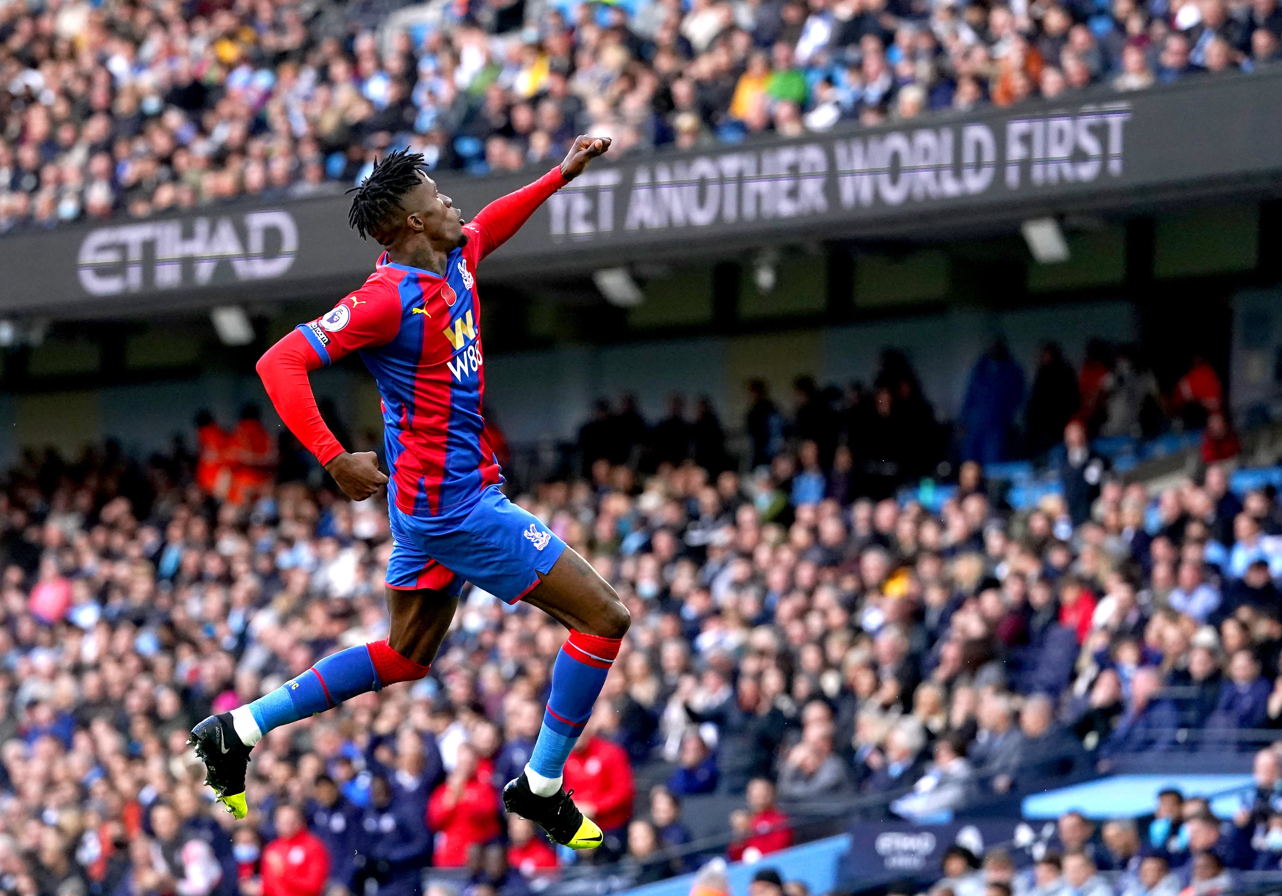 Wilfried Zaha struck first at the Etihad Stadium on Saturday (Martin Rickett/PA)