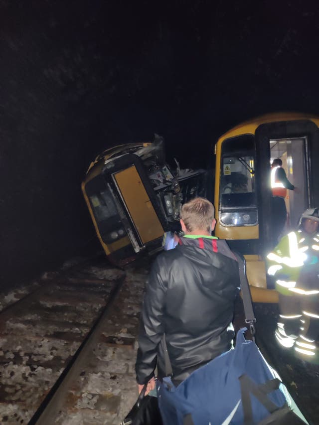 <p>A rescued passenger shared this photo of the train crash inside Fisherton Tunnel with the Salisbury Journal</p>