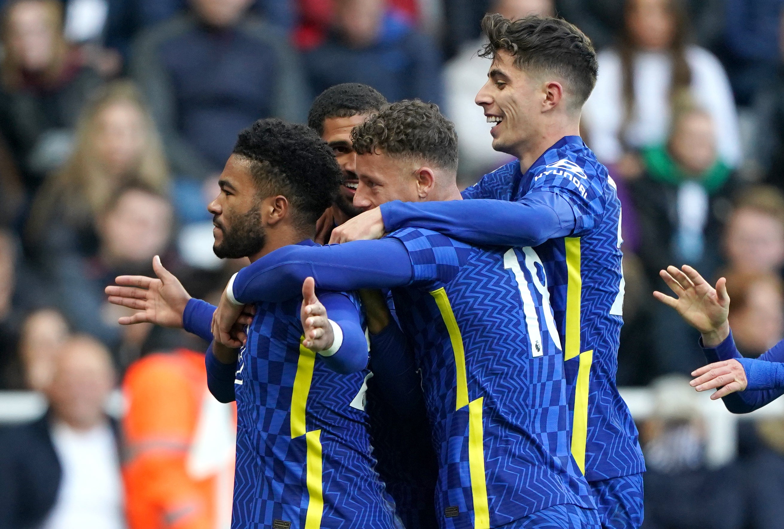 Reece James celebrates a second-half double as Chelsea beat Newcastle 3-0 at St James’ Park (Owen Humphreys/PA)