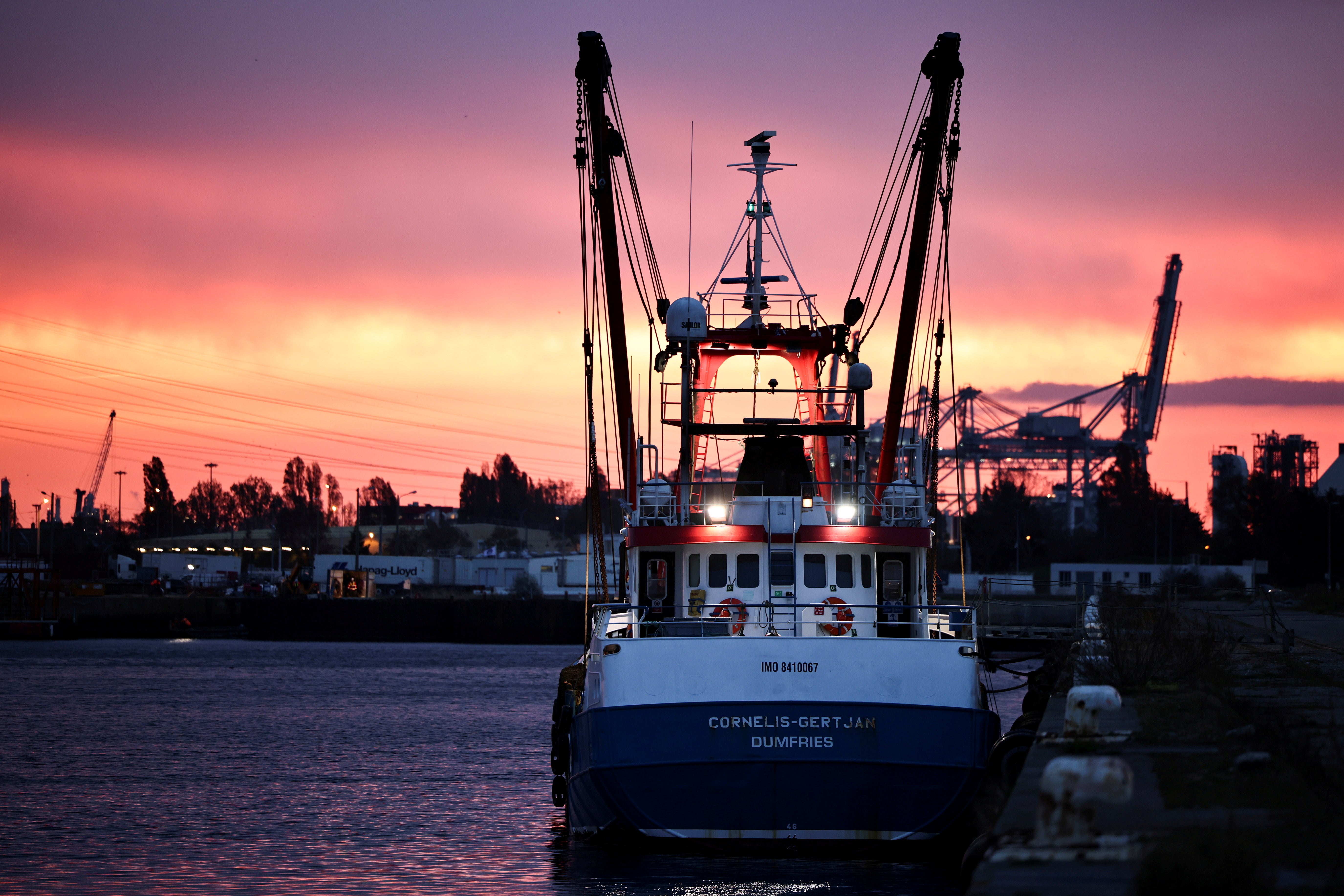 <p>British trawler Cornelis Gert Jan seen moored in the port of Le Havre</p>
