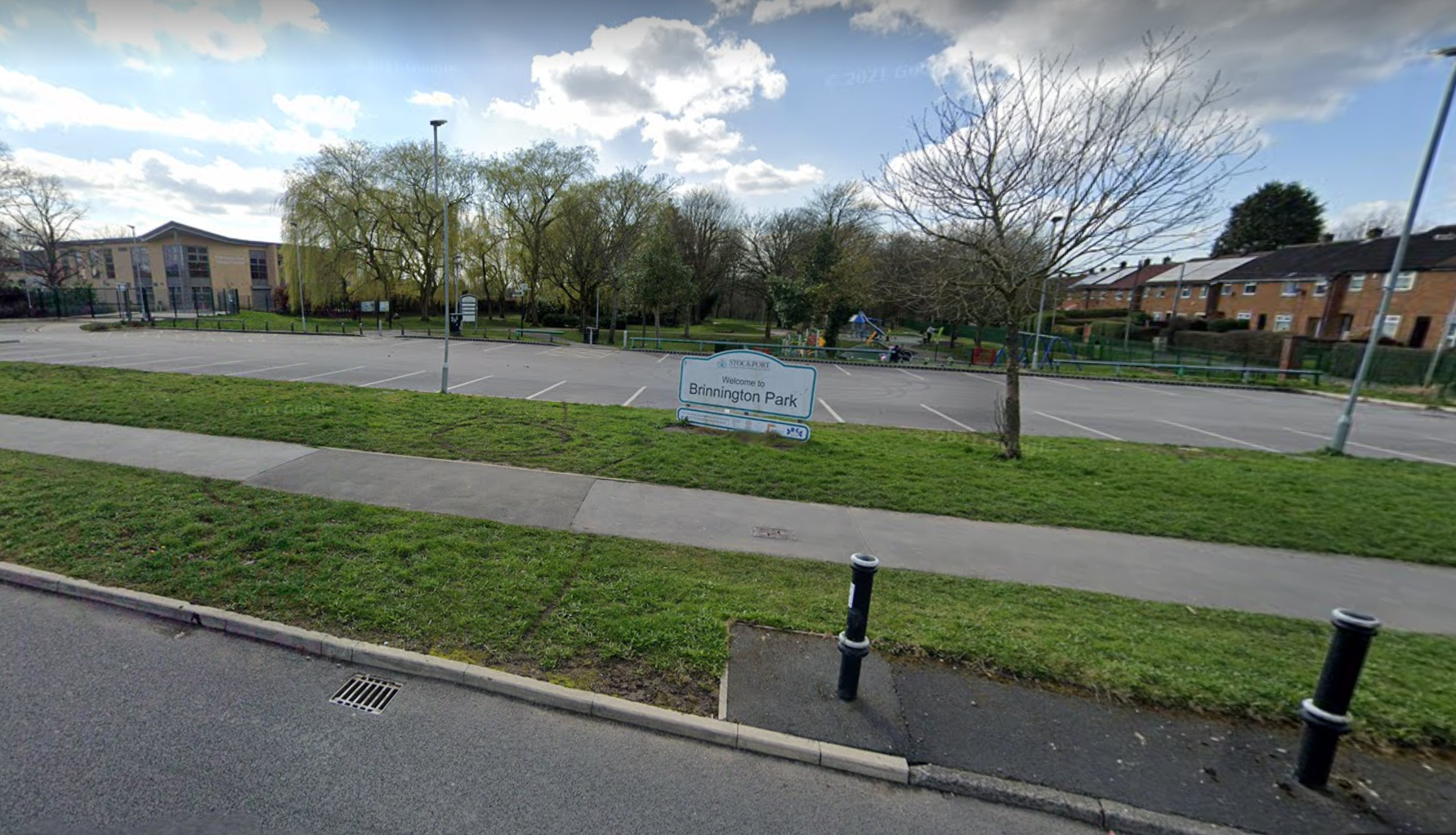 Remains of burnt out items were pictured in Brinnington Park, Stockport after police descended on the area