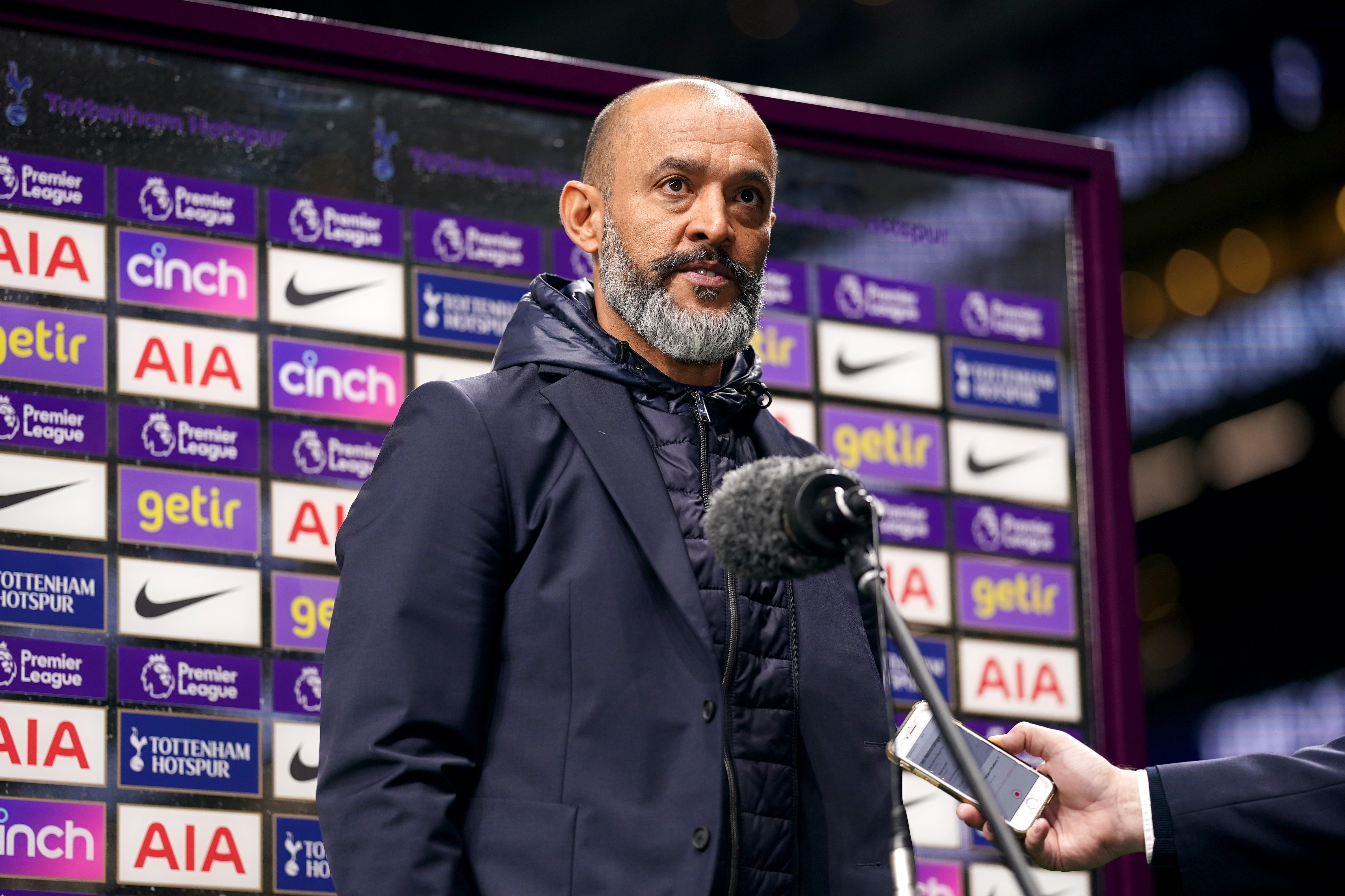 Nuno Espirito Santo struggled from the start to win over Tottenham fans (John Walton/PA)