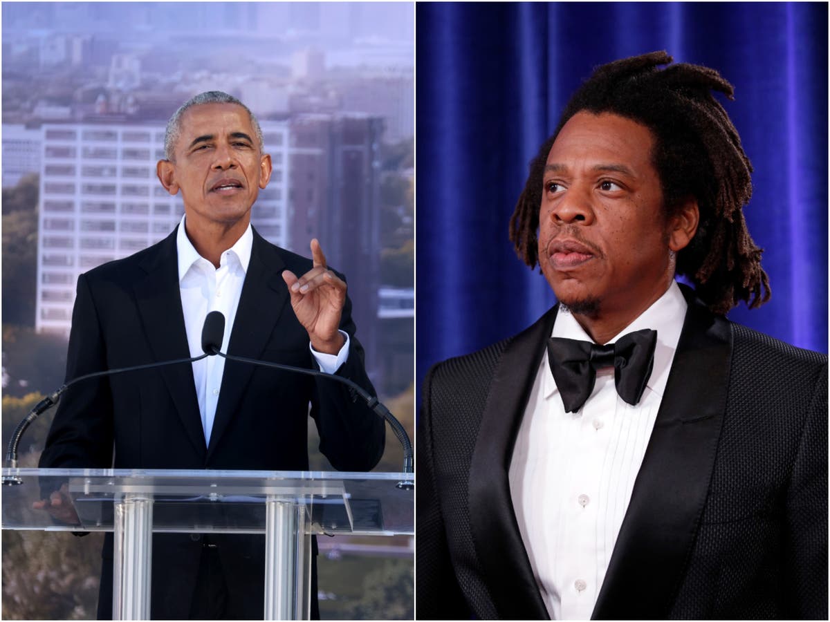 Jay-Z endorses Obama In Suit and Tie and Brooklyn Nets Cap