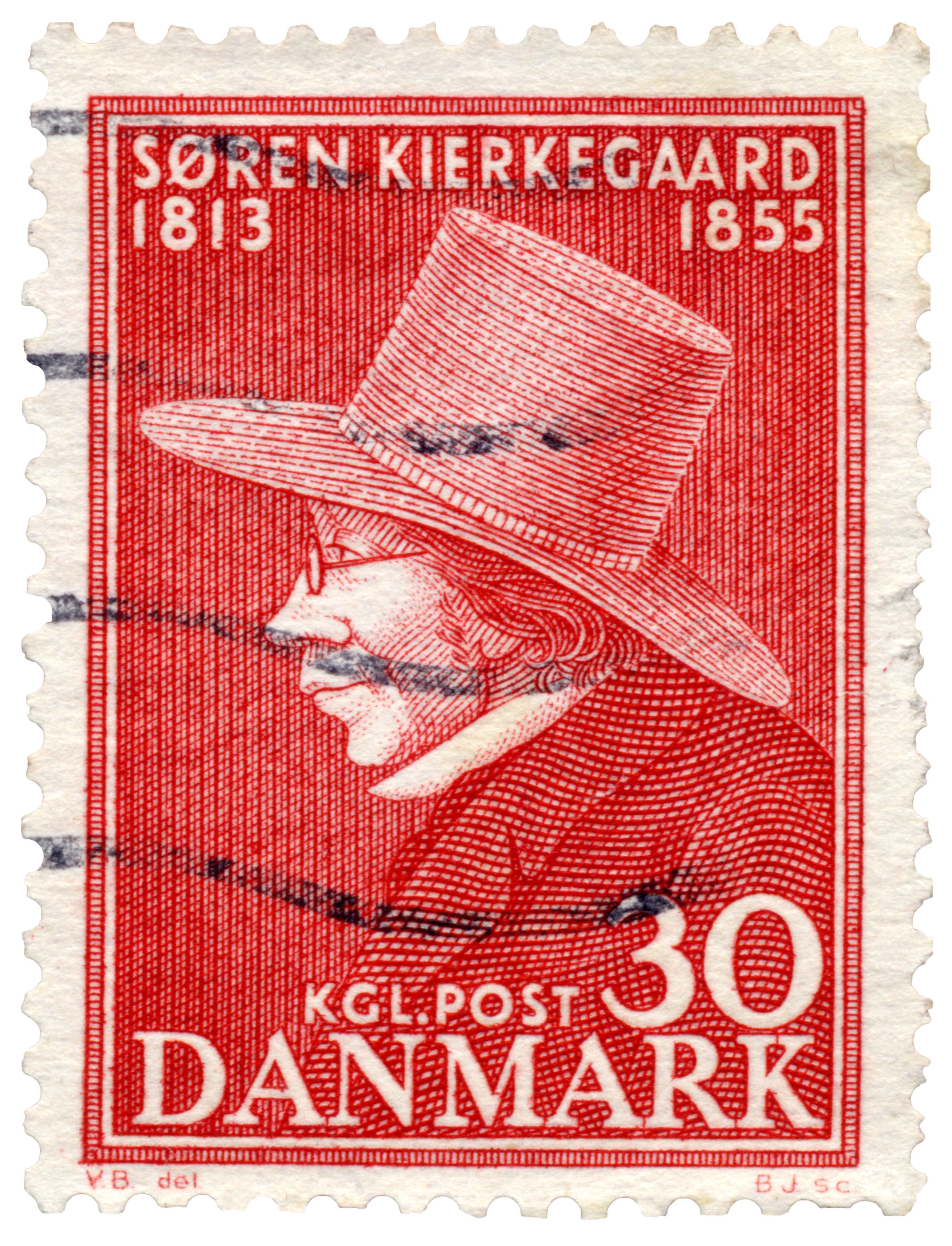 A Danish postage stamp of Kierkegaard