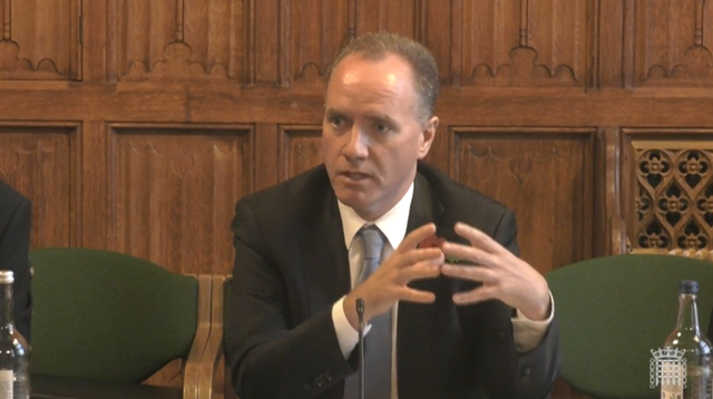 Richard Hughes, OBR Chairman, appearing before MPs of the Treasury Select Committee. (Parliament TV / PA)