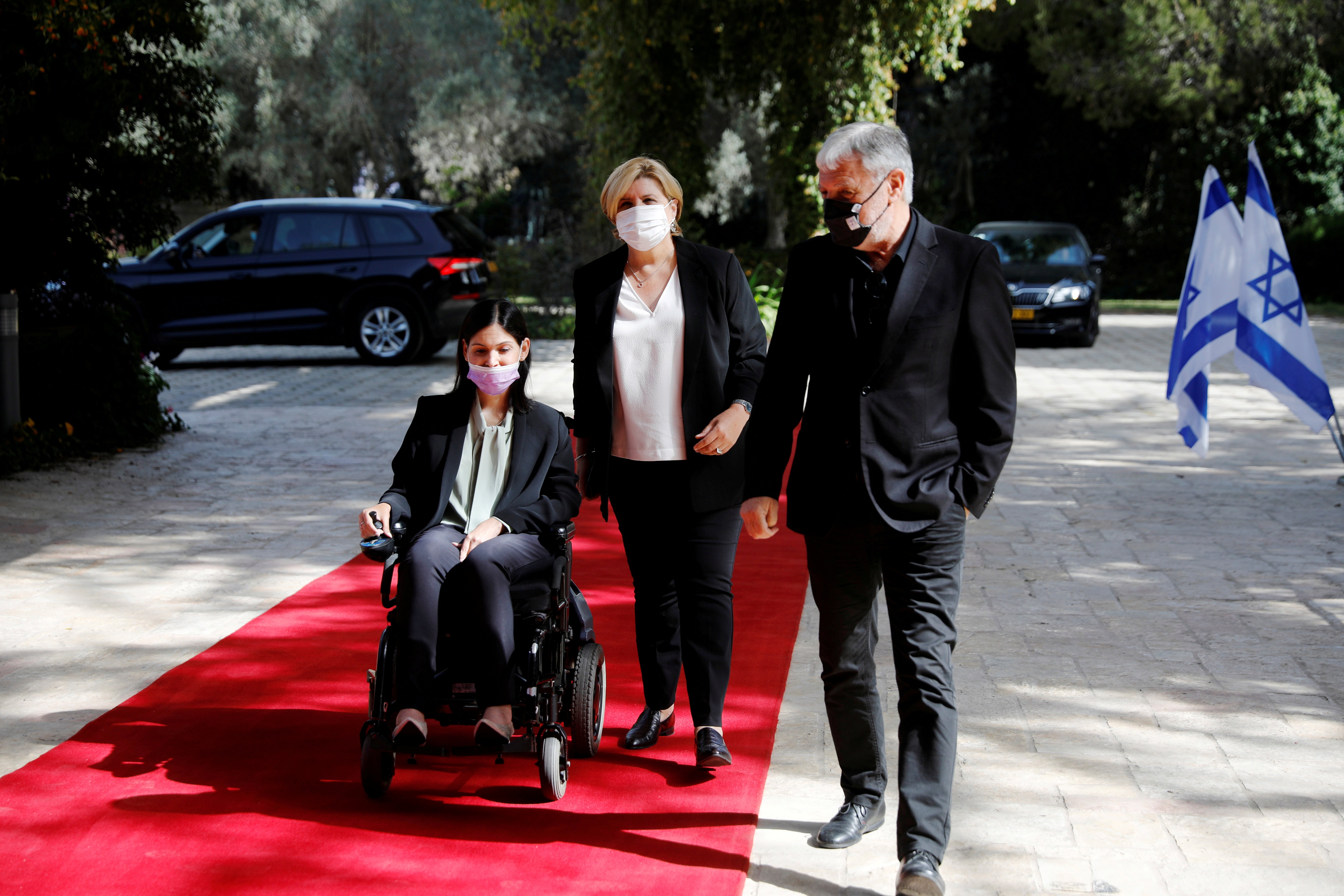 Karine Elharrar arriving for consultations on the formation of a coalition government at the President’s residence in Jerusalem earlier this year