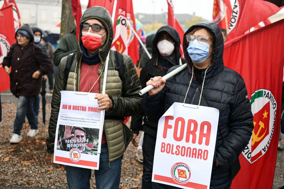 Police fire water cannon on protesters as tensions mount over Bolsonaro visit to Italy