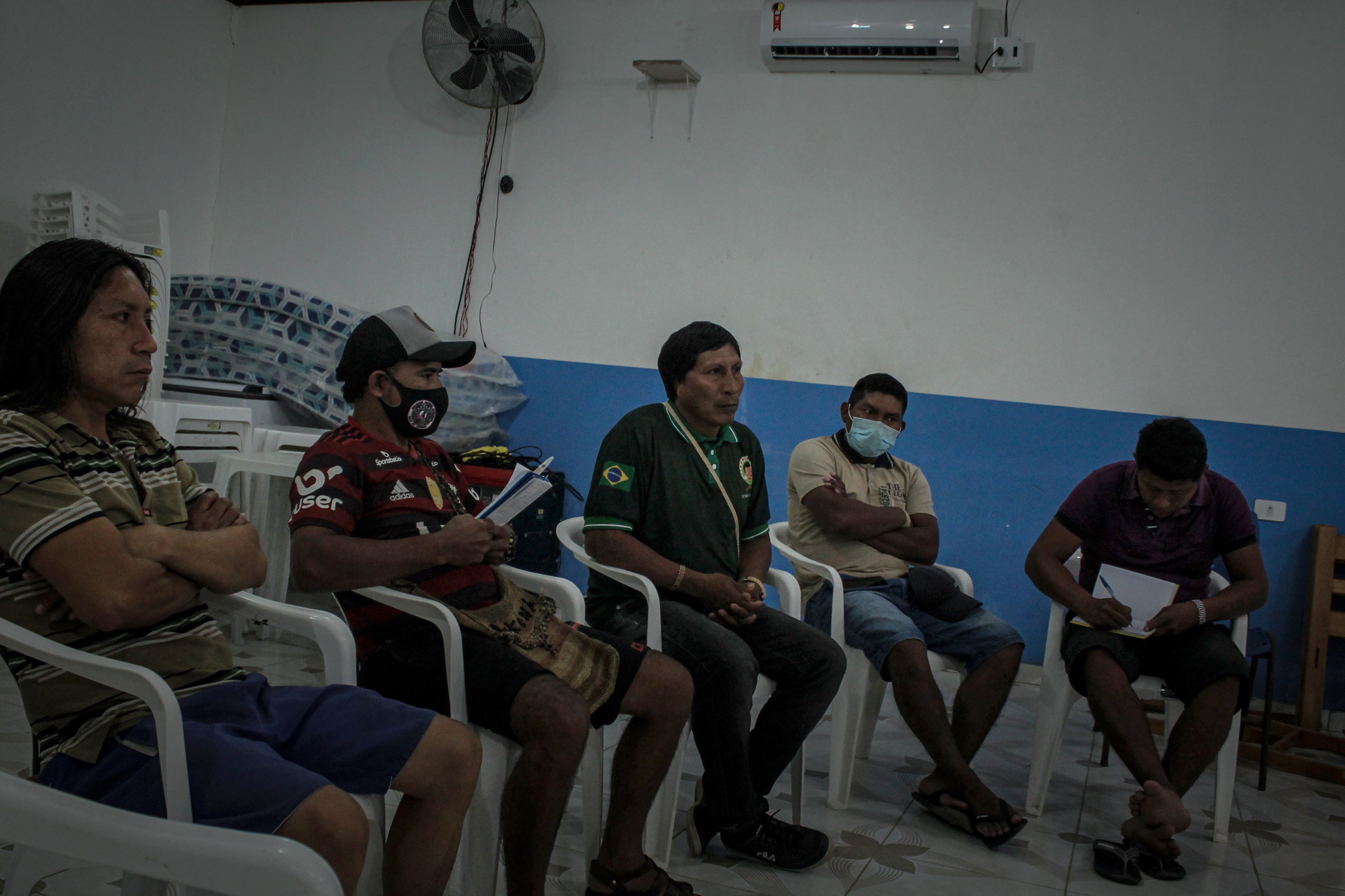 Indigenous leaders of the Javari Valley meeting to discuss the presence of foreign missionaries