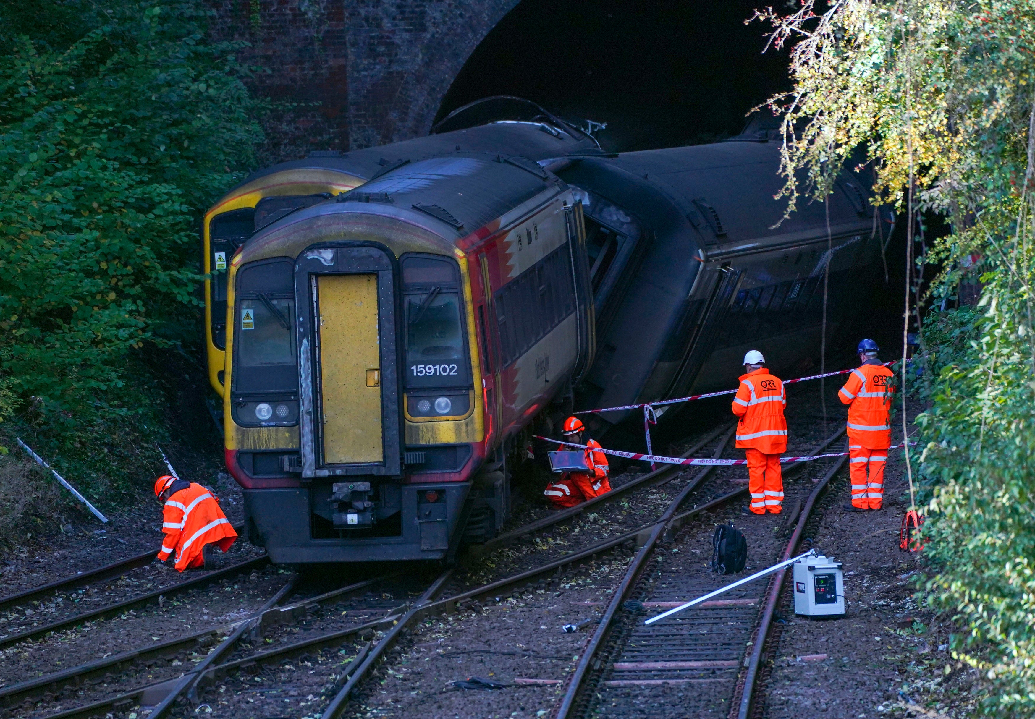 Specialist officers and detectives remain on scene to establish how the trains collided