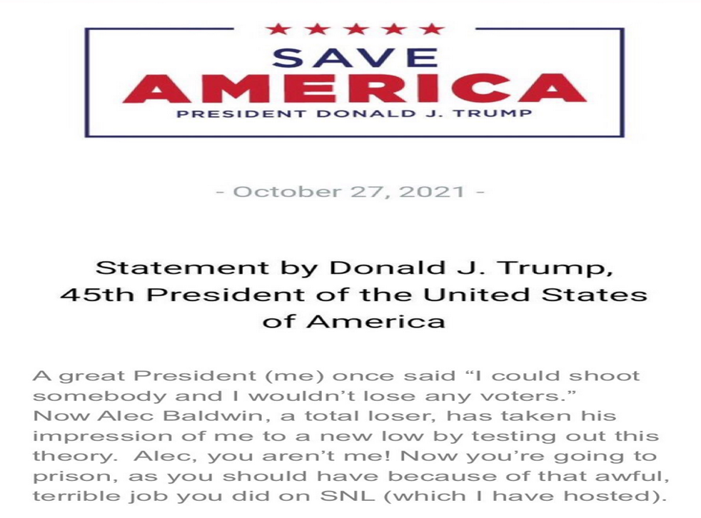 Trump Statement Gloating About Alec Baldwin Shooting Is Fabricated Fact Checkers Say The Independent Trump Statement Gloating About Alec Baldwin Shooting Is Fabricated Fact Checkers Say The Independent