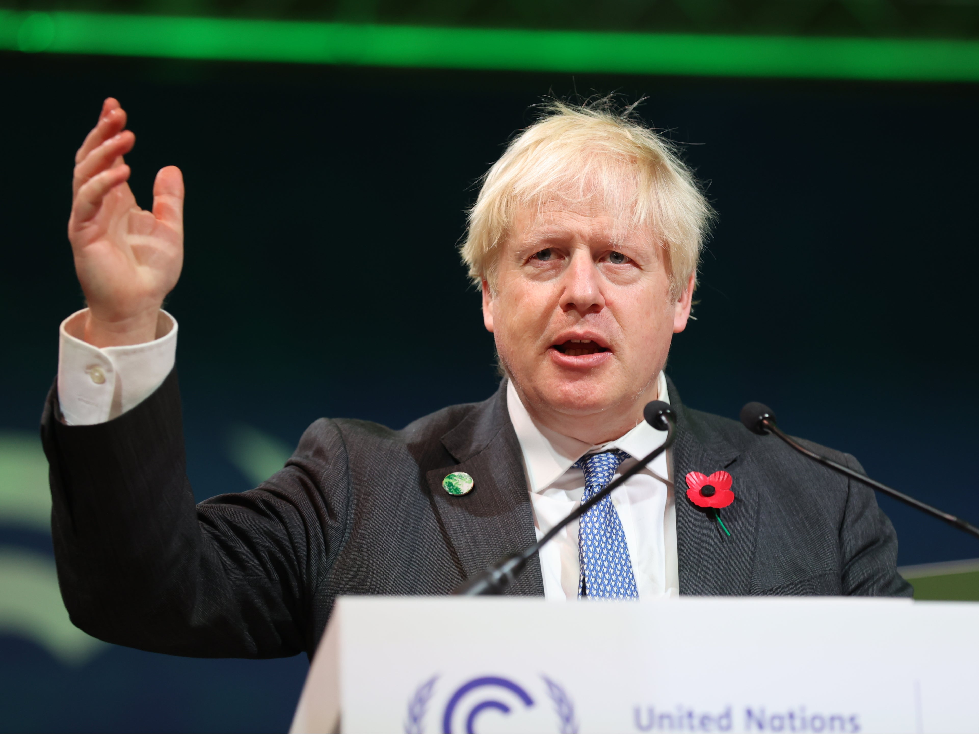 <p>Boris Johnson at Cop26</p>