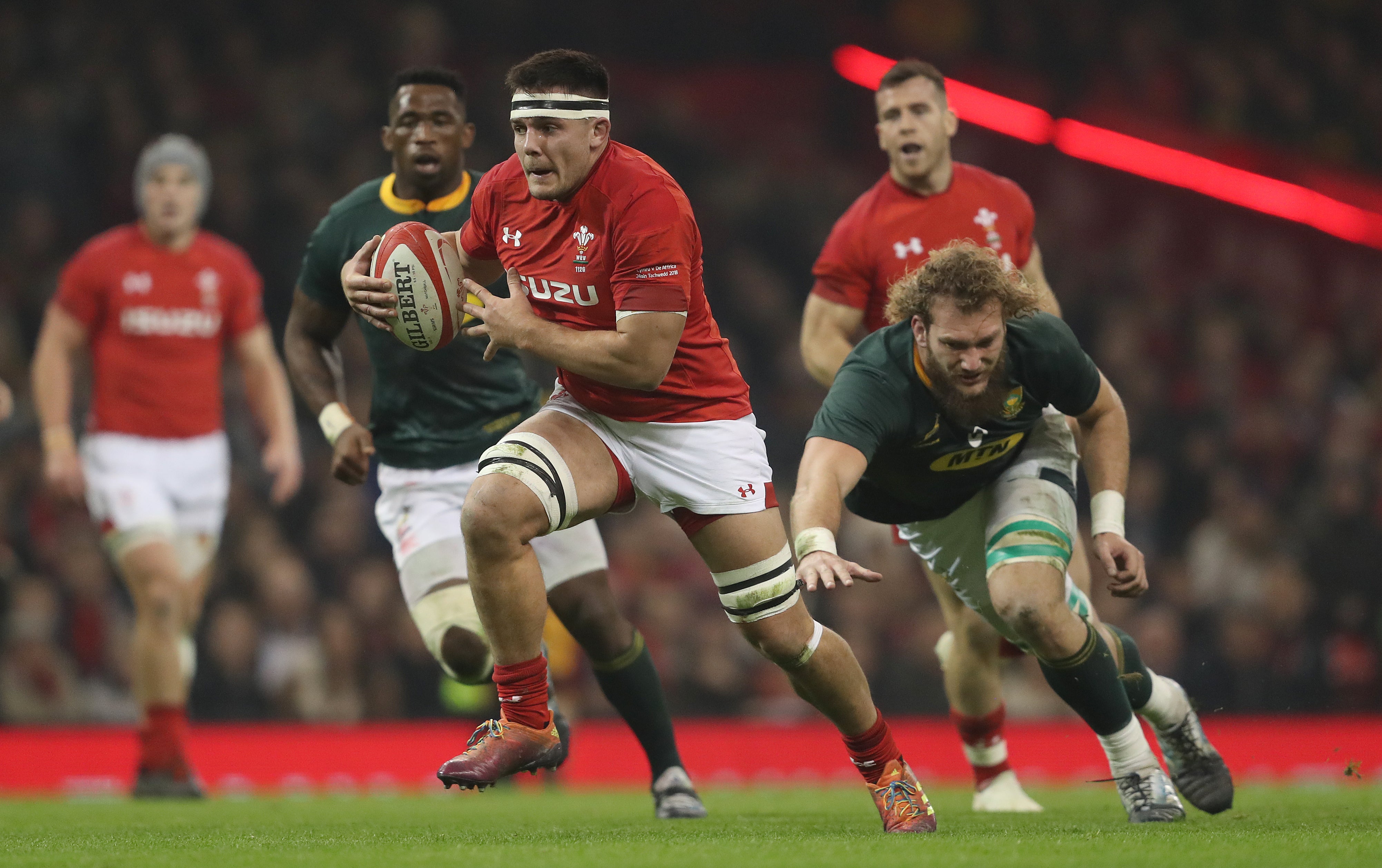 Ellis Jenkins in action for Wales against South Africa in 2018 (David Davies/PA)