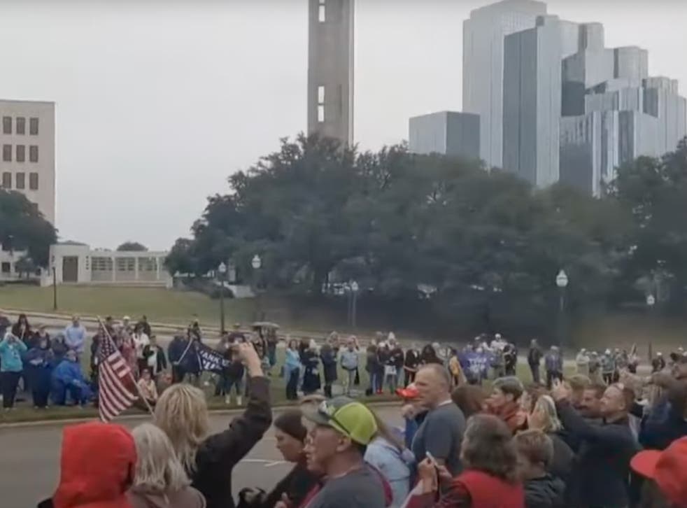 <p>The crowds gathered at Dealey Plaza in Dallas, Texas, on Tuesday </p>