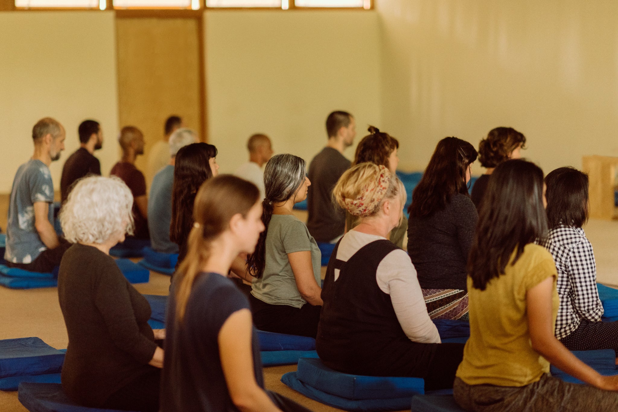 Men and women are separated, even in the meditation hall – just one of the many rules on a 10-day course