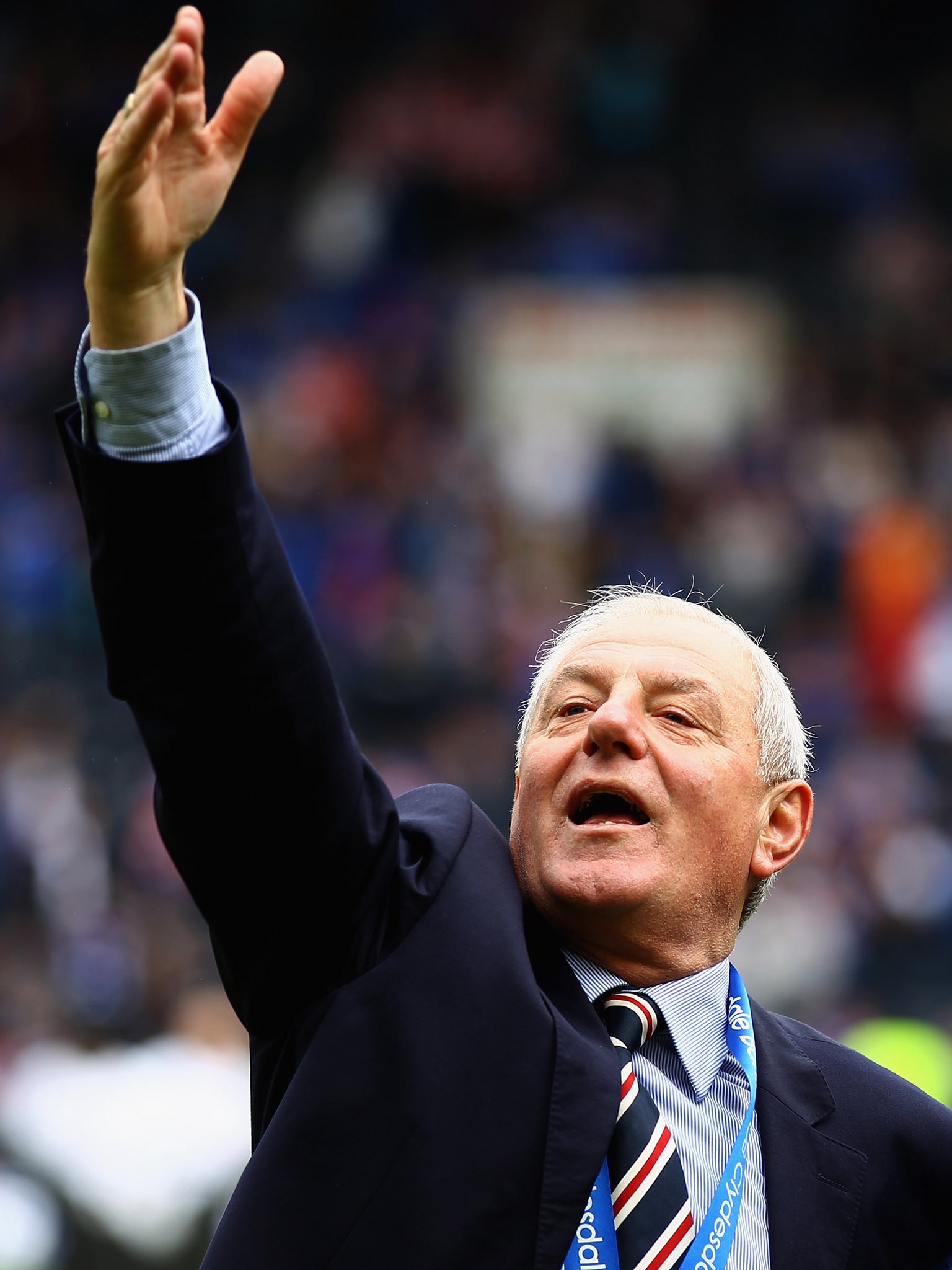 Smith celebrates after winning the SPL title at Rugby Park in 2011