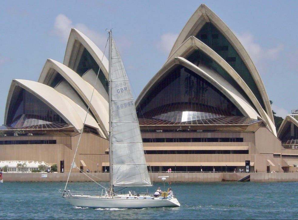 <p>Sailing by: Sydney Opera House, out of bounds to British visitors</p>