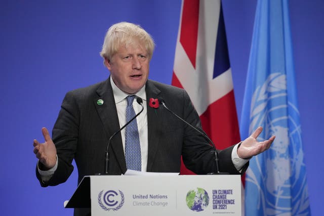 <p>Children not yet born ‘will not forgive’ today’s world leaders if they fail to confront the climate emergency, Boris Johnson said in his opening address</p>