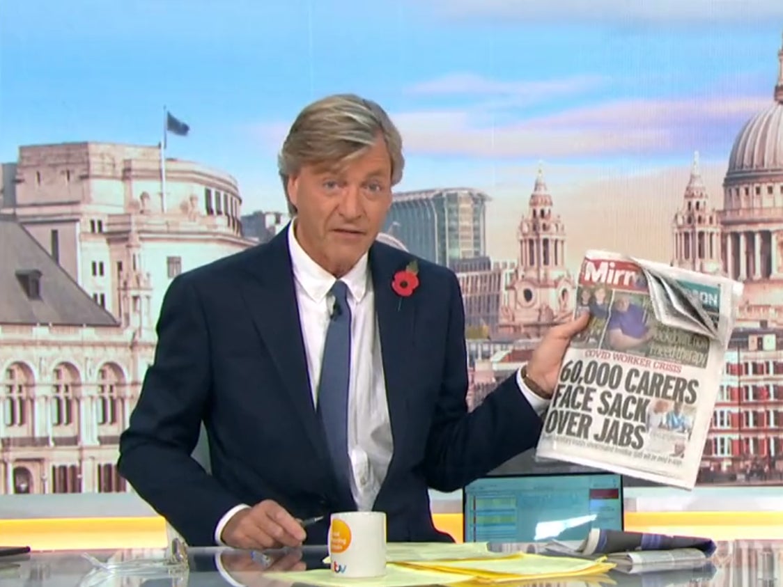 <p>Richard Madeley speaking on ‘Good Morning Britain'</p>