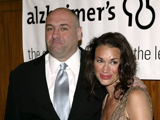 <p>James Gandolfini and Lora Somoza in 2004</p>