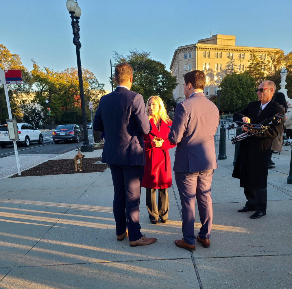 <p>Fred Guttenberg attempted to speak to Greene outside the Supreme Court on Wednesday morning</p>