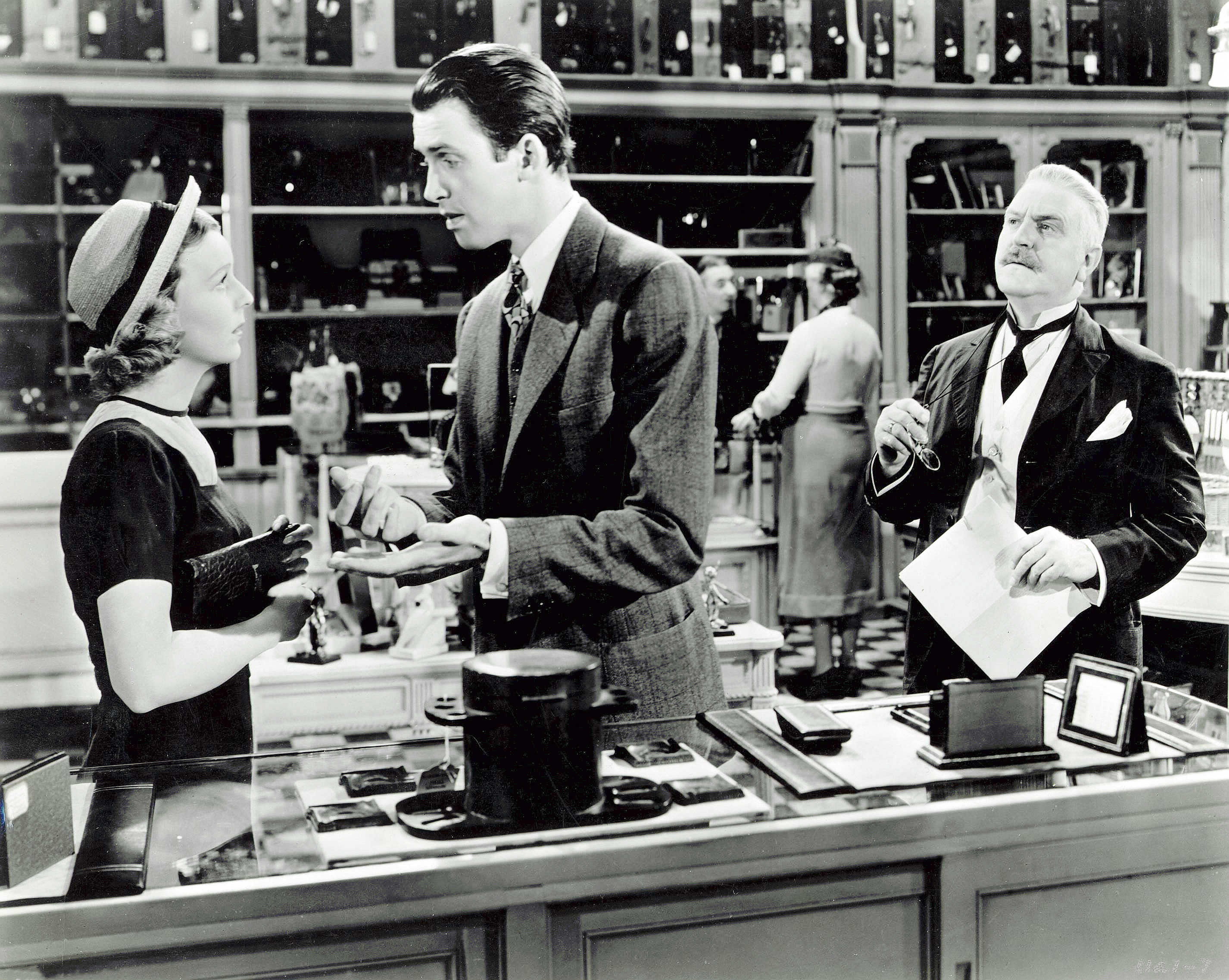 Stewart hints at Alfred’s sexual repression and frustration, as well as his attraction to Klara (Margaret Sullivan), in ‘The Shop Around the Corner’ (1939)