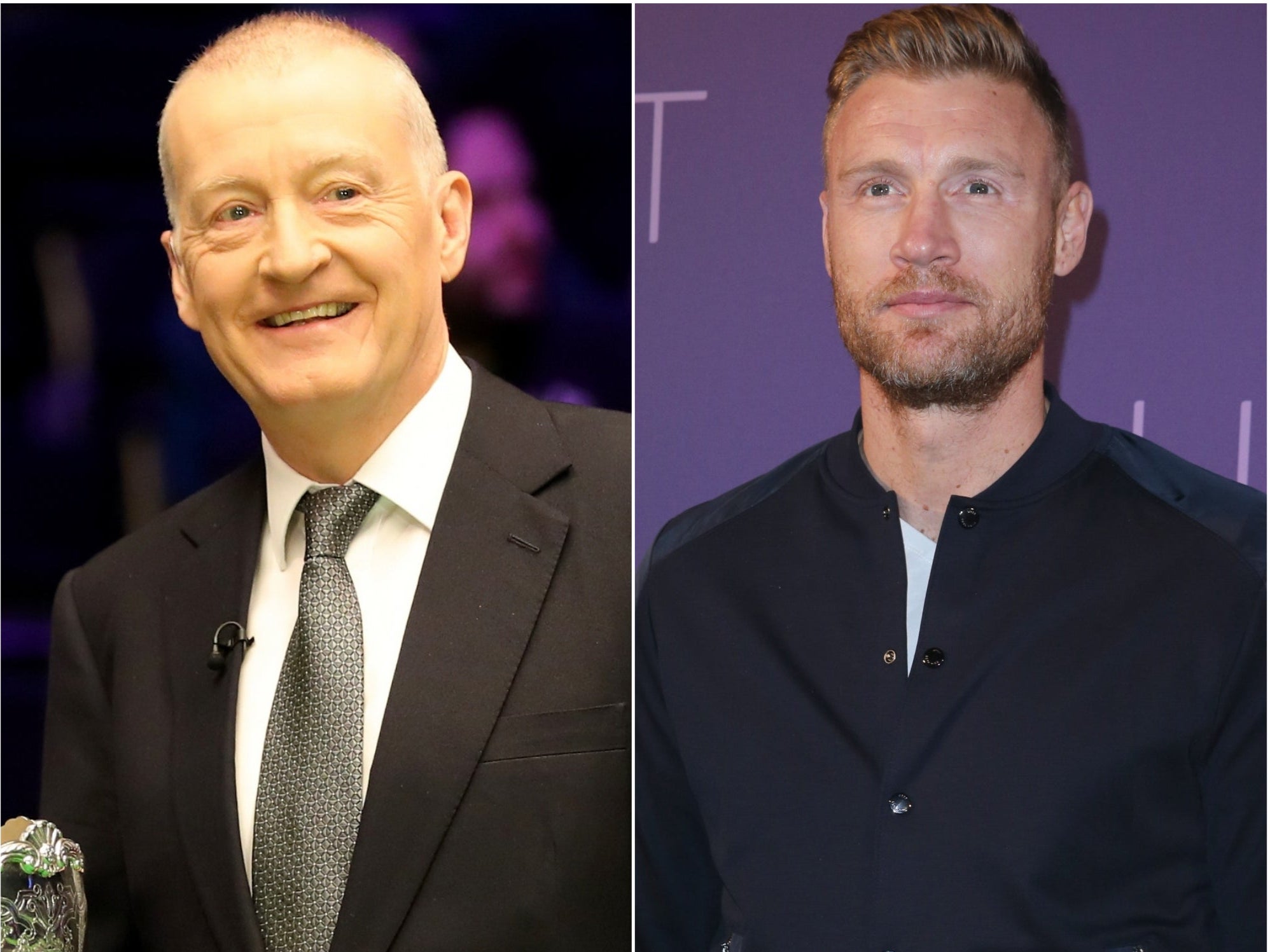 Andrew Flintoff and Steve Davis (Isabel Infantes/Richard Sellers/PA)