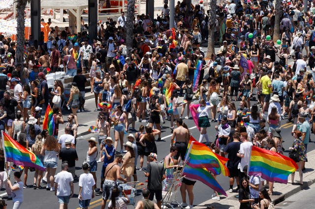 <p>Tel Aviv pride in August: Iranian hackers have been accused of releasing details about Israel’s LGBTQ+ community</p>