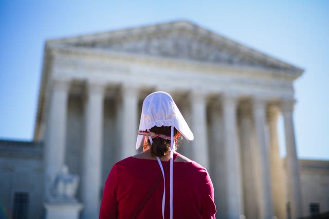 <p>Pro-choice demonstrators are seen outside of the US Supreme Court in Washington, DC on November 1, 2021. The Supreme Court is set to hear challenges to Texas' restrictive abortion laws</p>