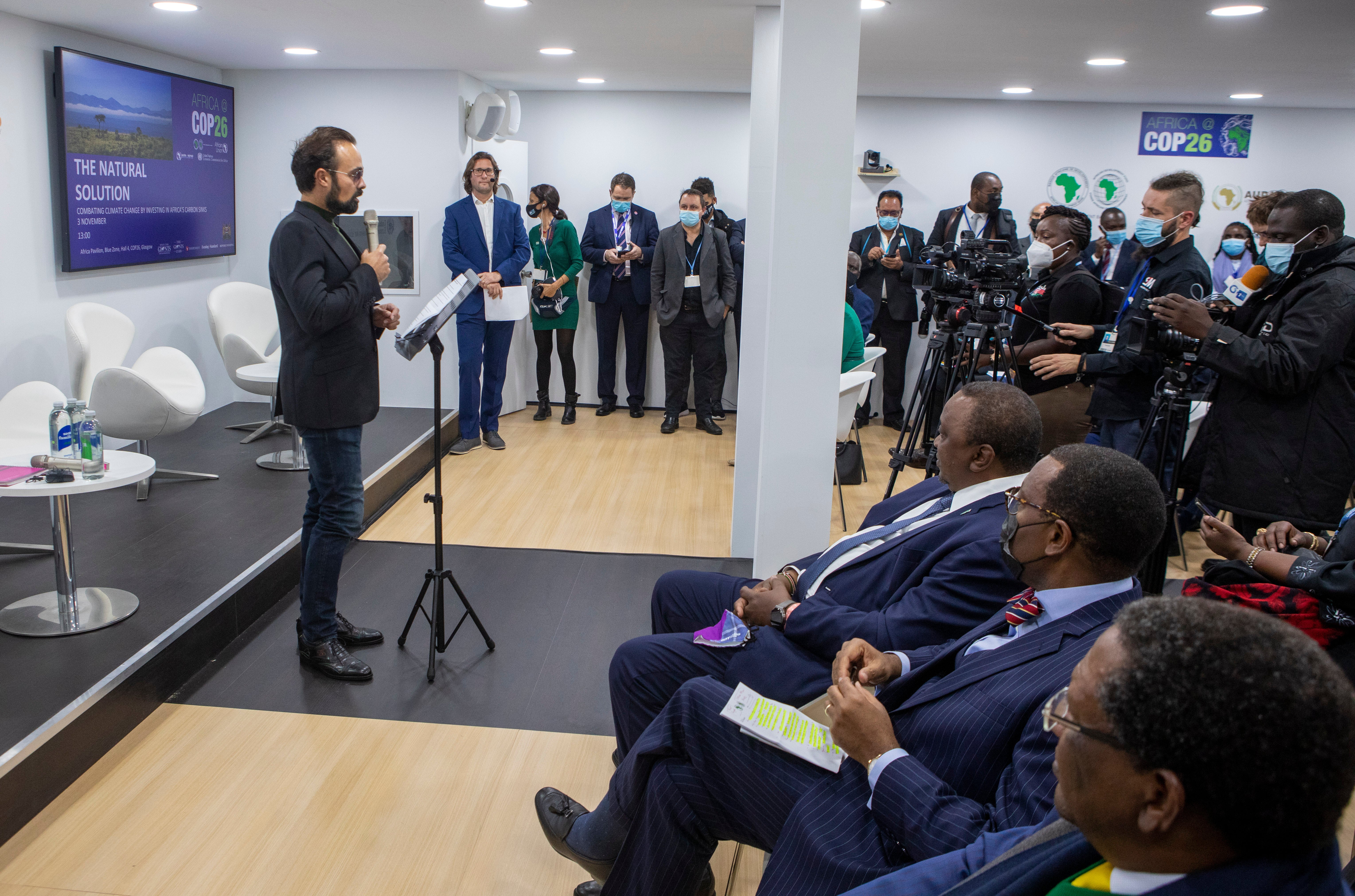 Lord Lebedev speaks to the audience at the event on Wednesday at Cop26