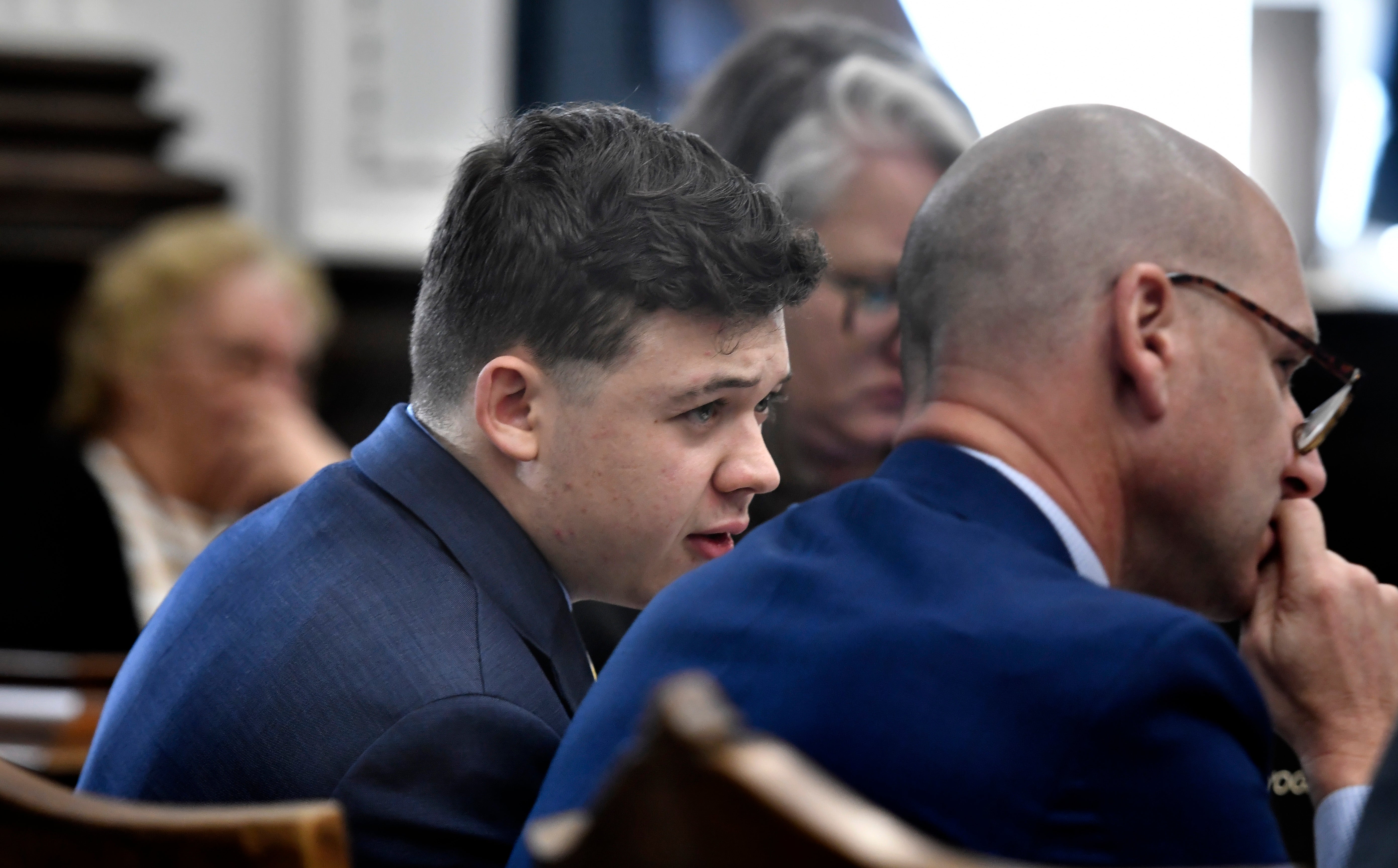 Kyle Rittenhouse listens to Koerri Washington’s testimony on 3 November