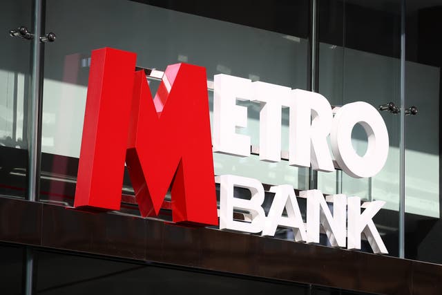 A Metro Bank branch as the bank has become the target of takeover interest from private equity firm Carlyle (Tim Goode/PA)