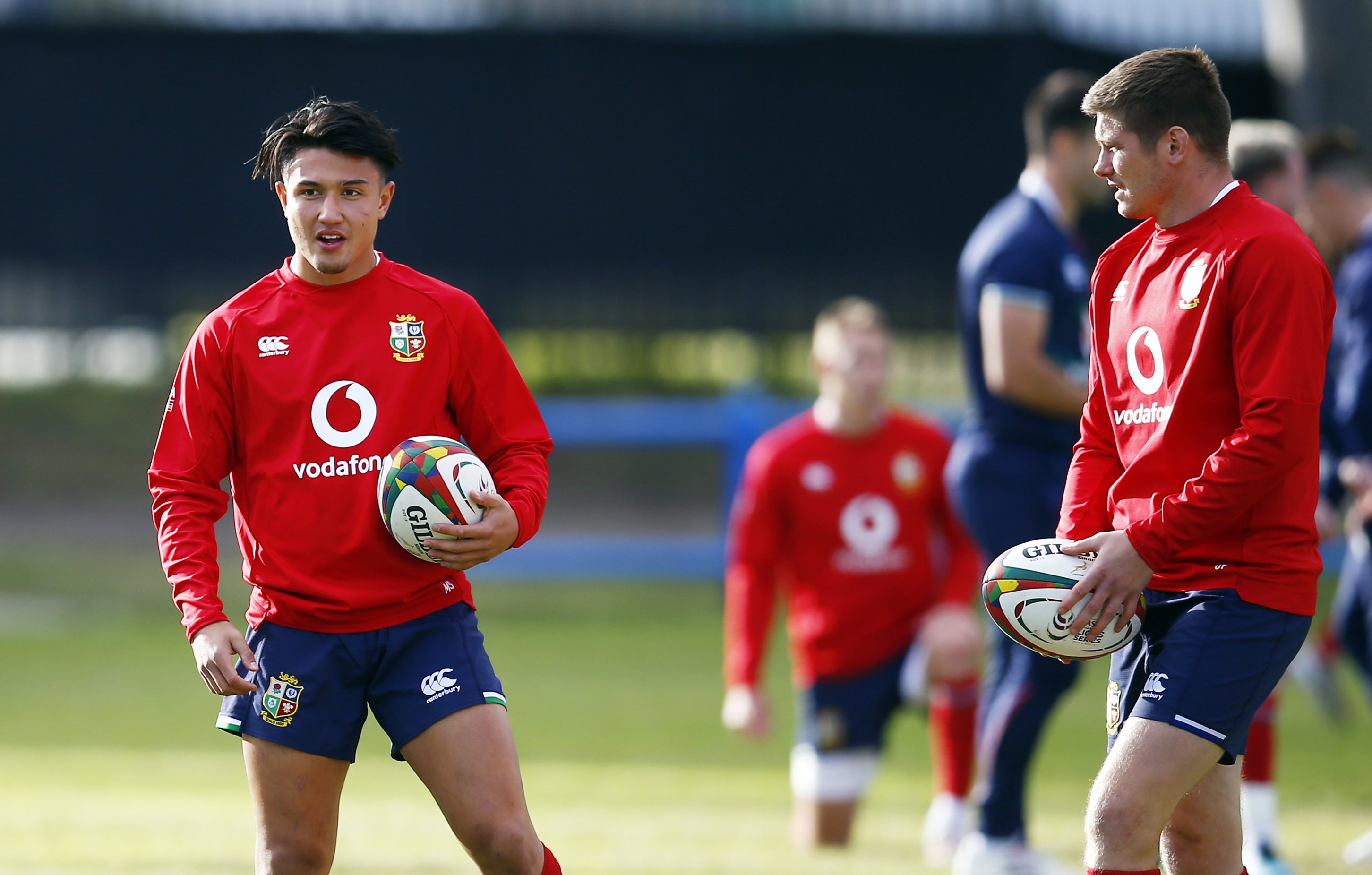 Marcus Smith (left) will come off the bench against Tonga to win his third cap for England