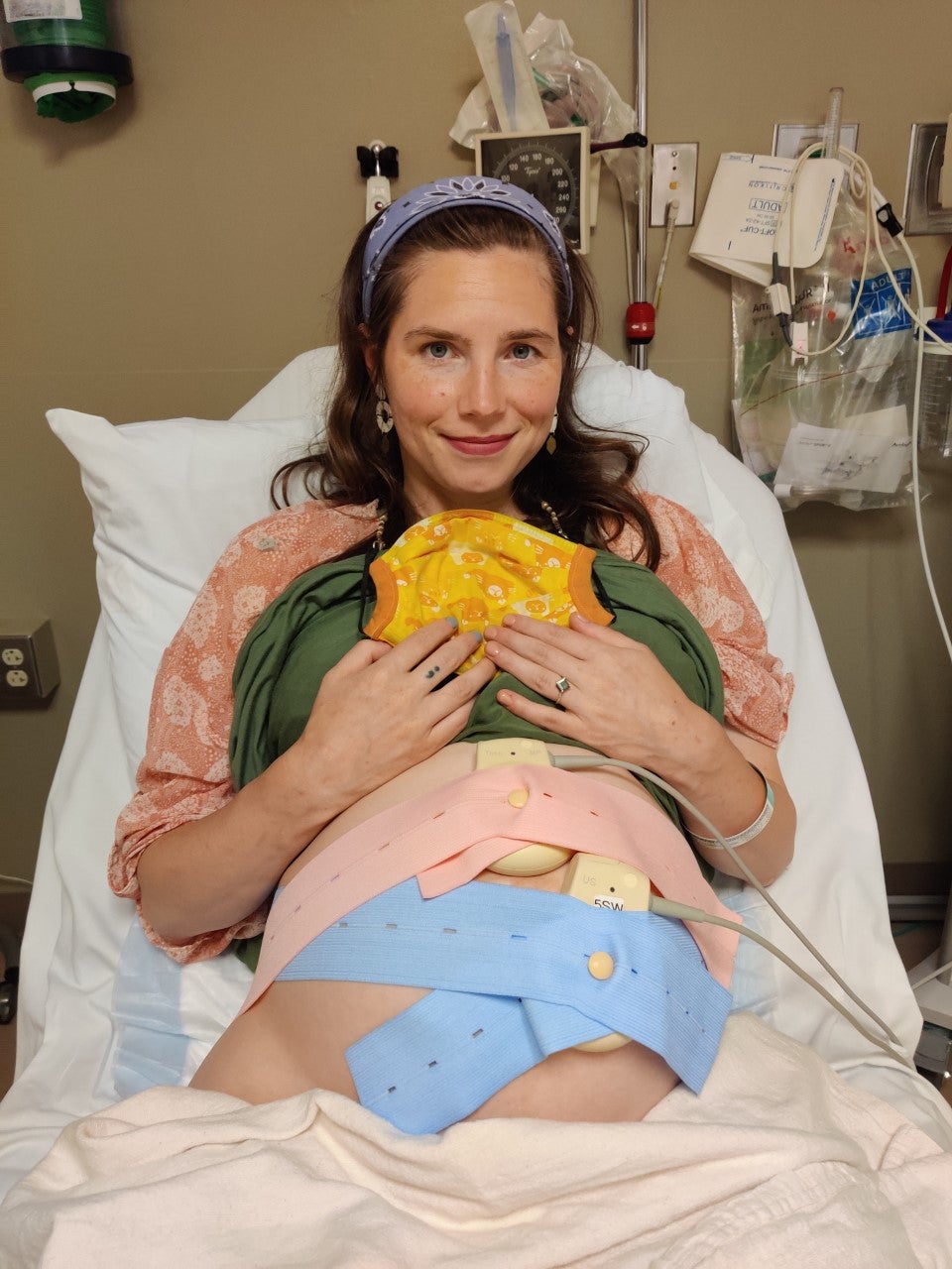 Amanda Knox pictured after the birth of her daughter Eureka in 2021