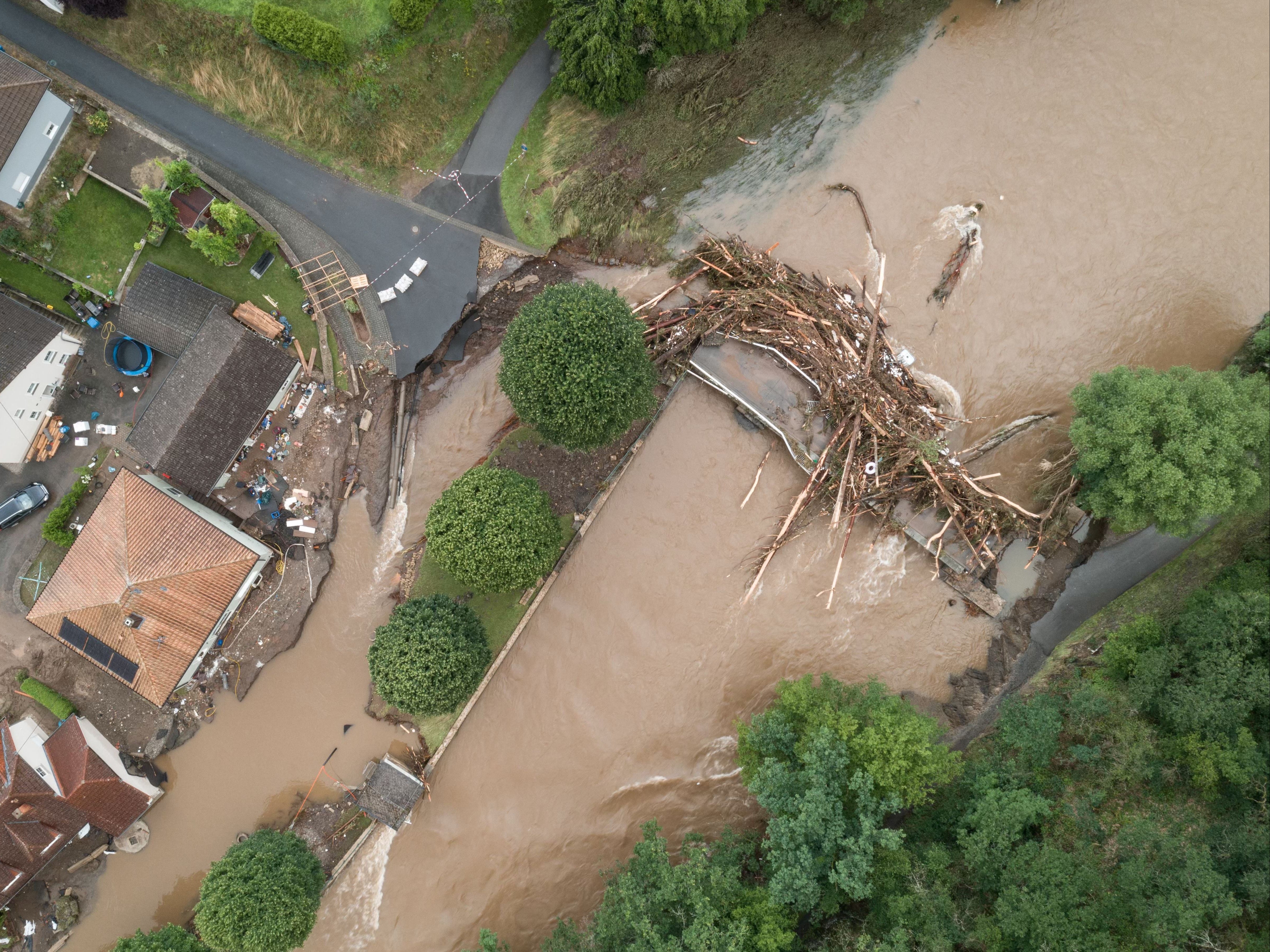 A destroyed bridge in Echtershausen, near Bitburg