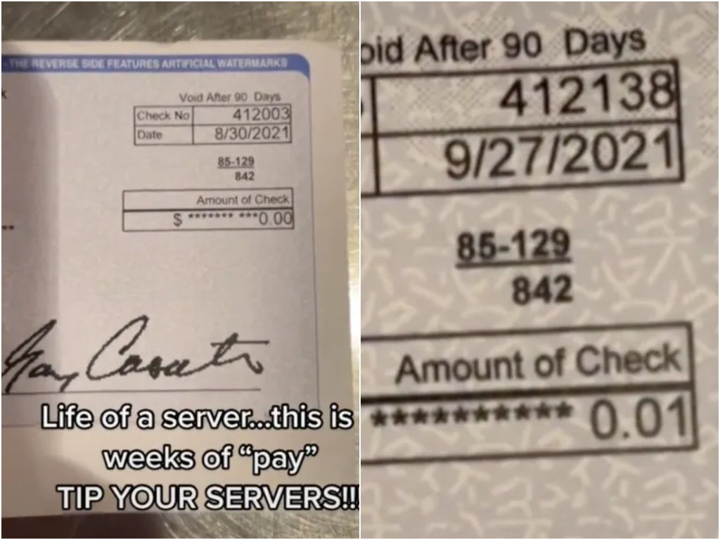 Server gets paid one penny for six weeks of work Server gets paid one penny for six weeks of work