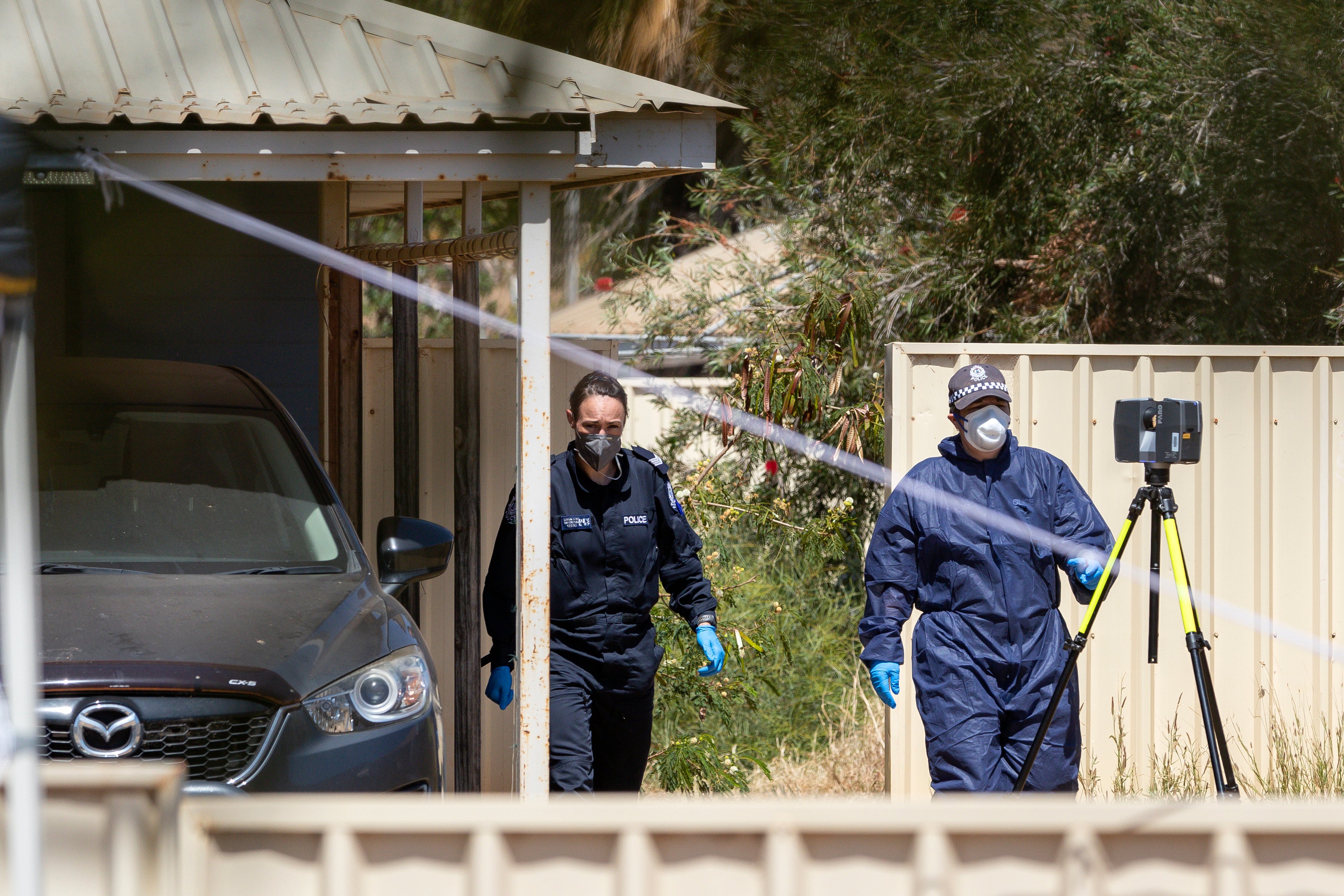 A cordon was put in place around the property in the Brockman suburb of Carnarvon