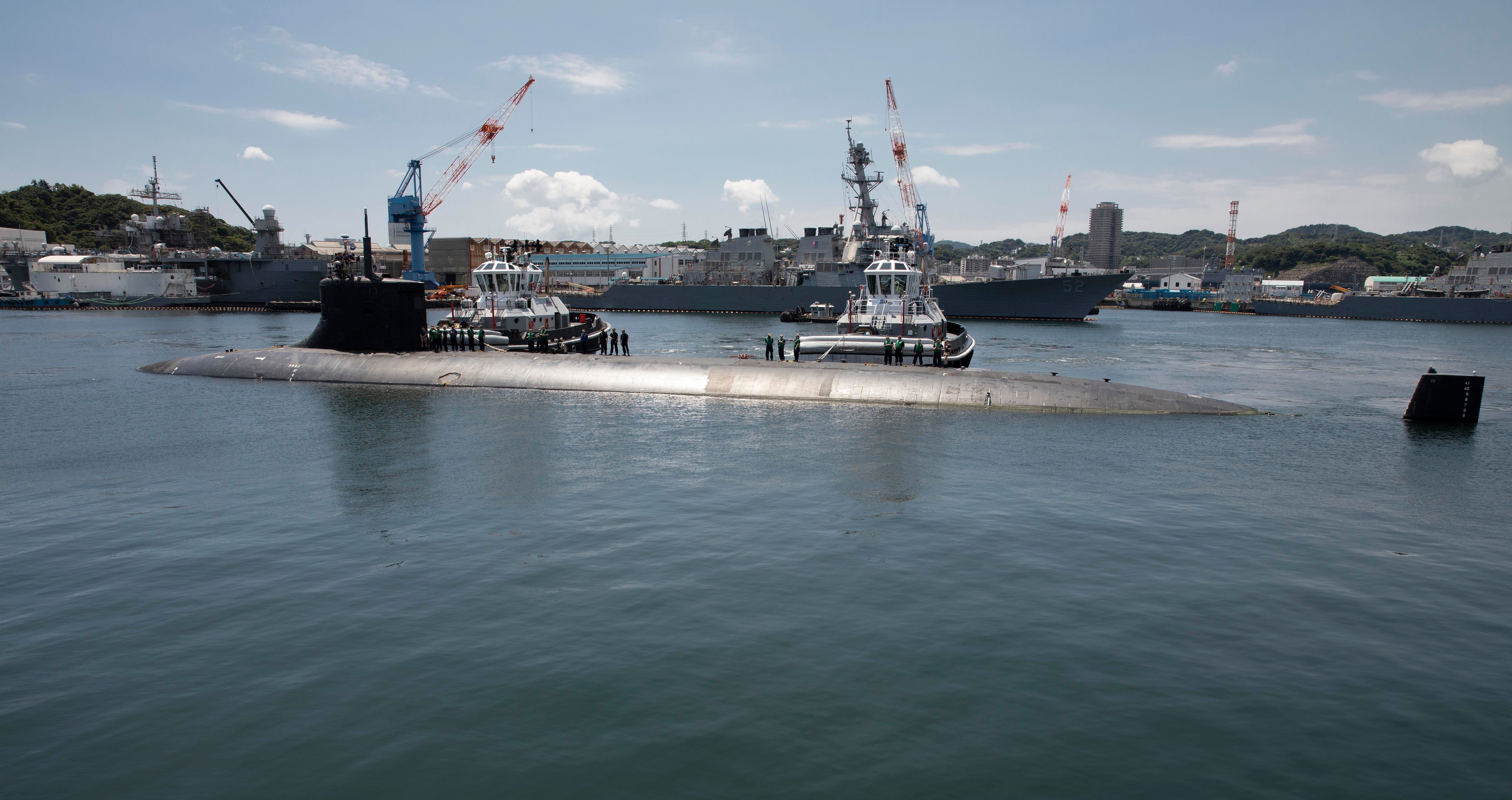 File photo: The seawolf-class fast-attack submarine USS Connecticut arrives at a US Navy base in Yokosuka, Japan, on 31 July