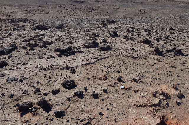 <p>Deposits of dark silicate glass are strewn across a 75km corridor in the Atacama Desert in northern Chile</p>