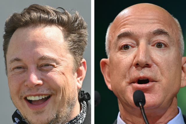 <p>The Amazon founder tweeted to the Tesla chief about the success the company had had in converting their Seattle HQ into a homeless shelter </p>