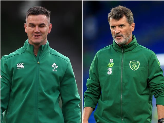 Johnny Sexton and Roy Keane (Brian Lawless/Mike Egerton/PA)