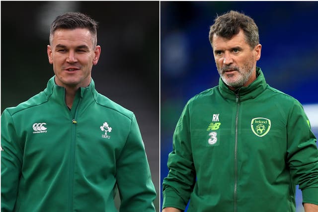 Johnny Sexton and Roy Keane (Brian Lawless/Mike Egerton/PA)