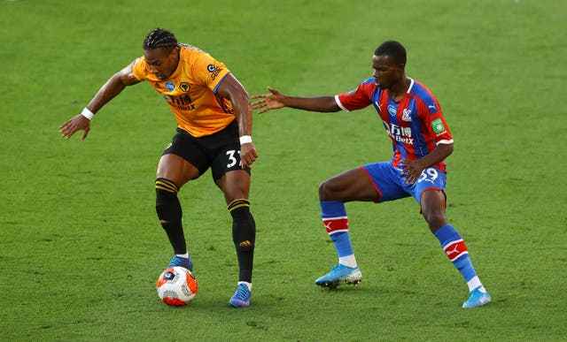 Crystal Palace left-back Tyrick Mitchell will face Adama Traore of Wolves again (Richard Heathcote/NMC/PA)