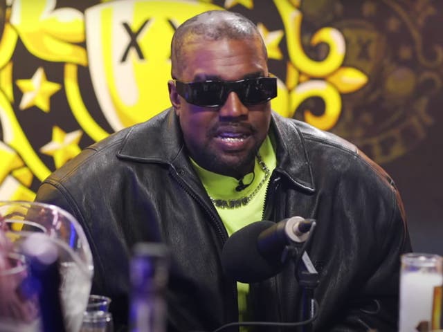 <p>Kanye West on the ‘Drink Champs’ podcast</p>