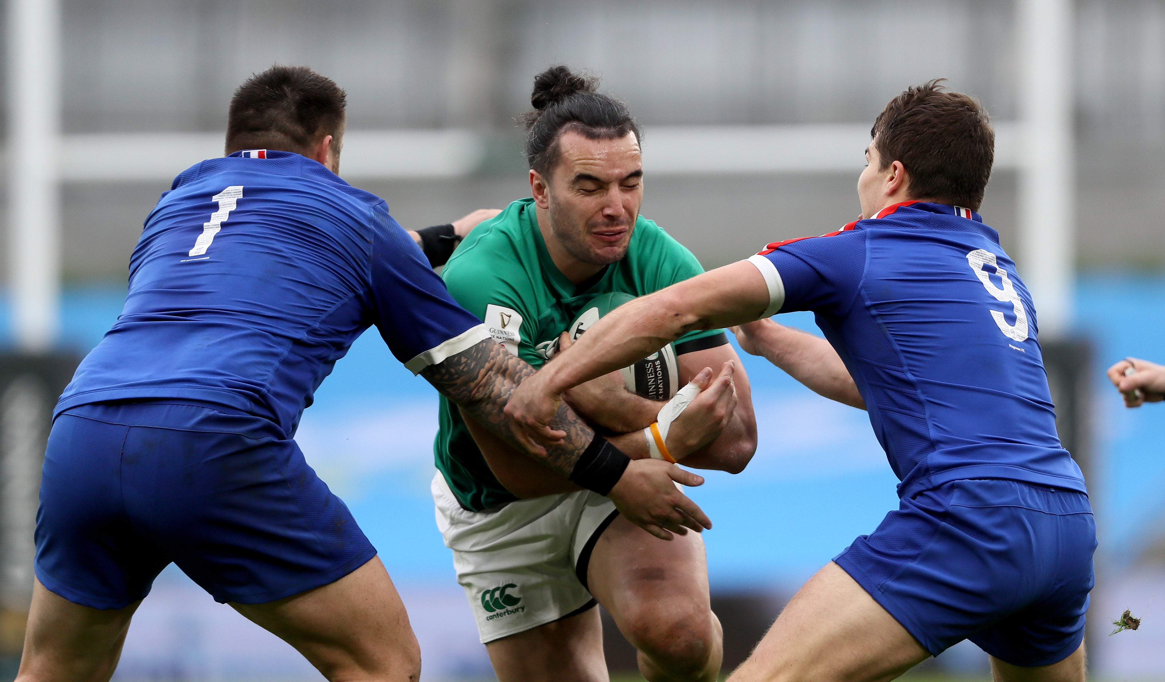 James Lowe, centre, is back in the Ireland team (Brian Lawless/PA)